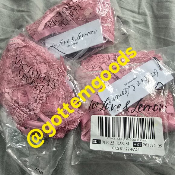 NWT For Love and Lemons 3pc SET Shimmer Lace BRA, GARTER & THONG